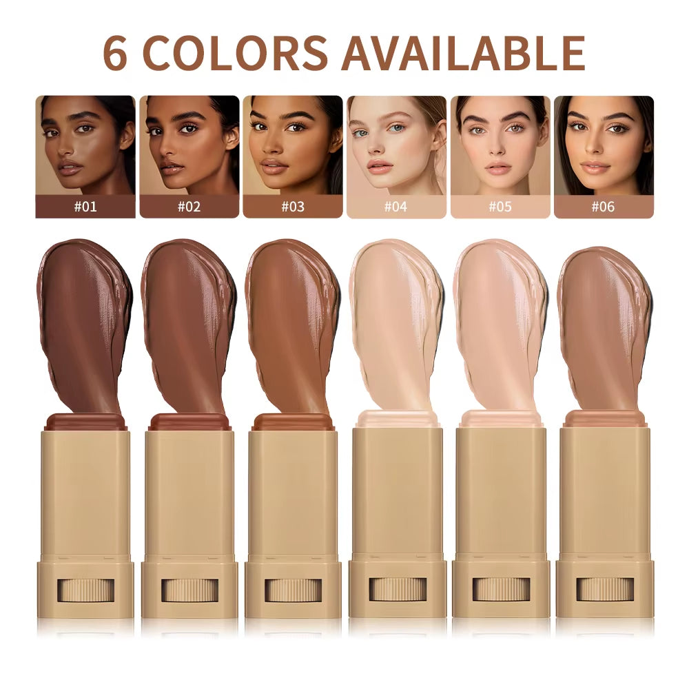 Skin Tint Foundation Stick 6 Colors Balm Serum Boosted Smooth Plumper Hight Coverage Travel Bronze Foundation Stick Makeup
