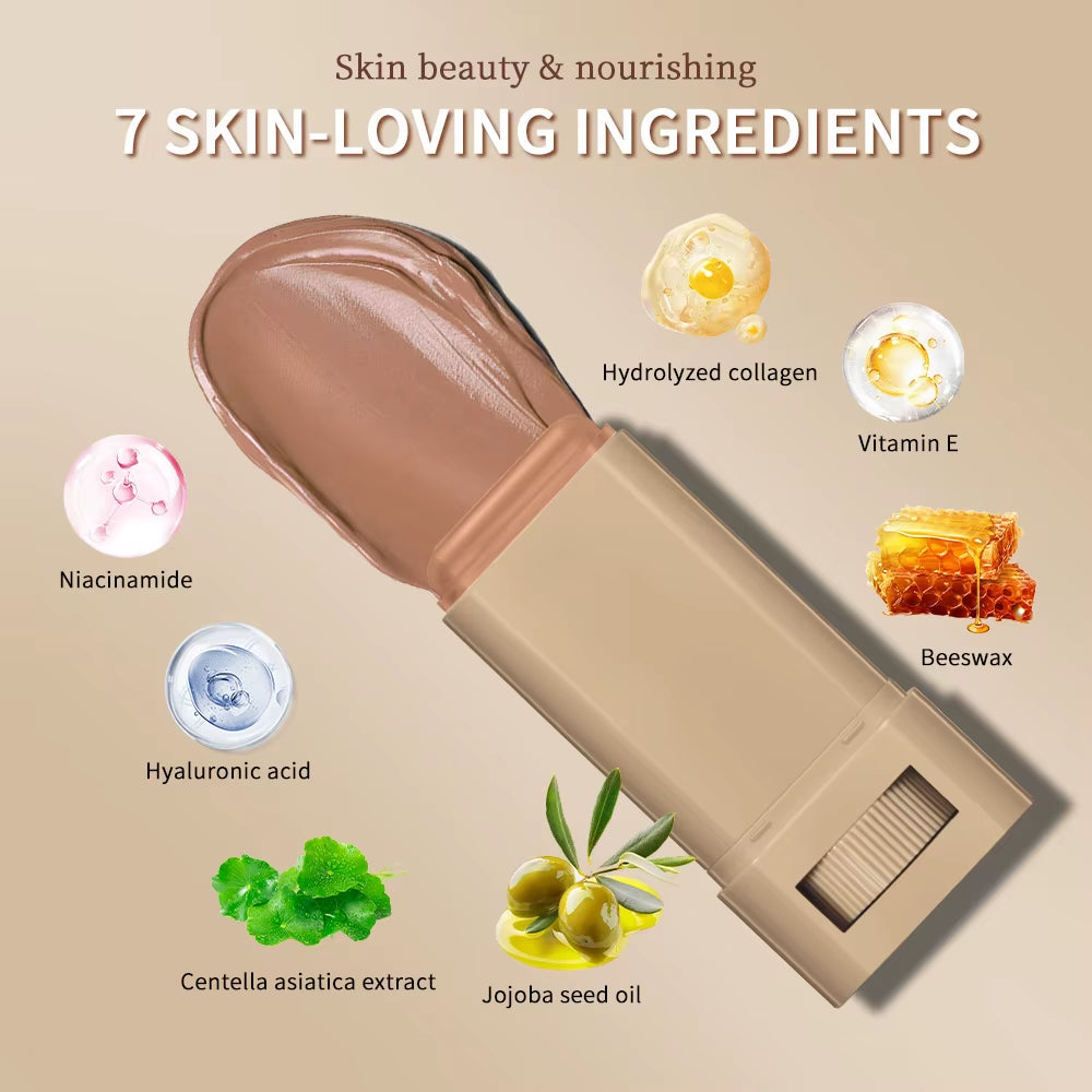 Skin Tint Foundation Stick 6 Colors Balm Serum Boosted Smooth Plumper Hight Coverage Travel Bronze Foundation Stick Makeup