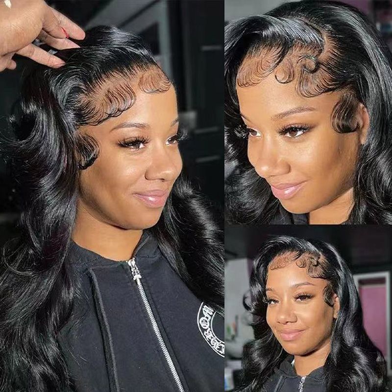 Wig Women's Black Mid-length Roll Wig Large Roll